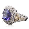 Image 2 : 14KT White And Yellow Gold 6.84ct Tanzanite and Diamond Ring