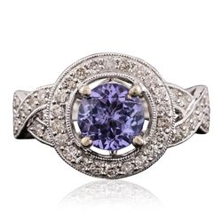 14KT White Gold 1.47ct Tanzanite and Diamond Ring