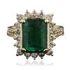 Image 1 : 14KT Yellow Gold 3.26ct Emerald and Diamond Ring