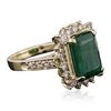 Image 2 : 14KT Yellow Gold 3.26ct Emerald and Diamond Ring