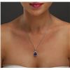 Image 2 : 18KT White Gold 6.53ct Tanzanite and Diamond Pendant With Chain