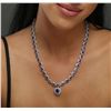 Image 2 : 14KT White Gold 35.22ctw Tanzanite and Diamond Necklace