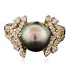 Image 1 : 14KT Yellow Gold Pearl and Diamond Ring