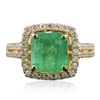 Image 1 : 14KT Yellow Gold 3.42ct Emerald and Diamond Ring