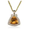 Image 3 : 14KT Yellow Gold 4.83ct Citrine and Diamond Pendant