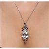 Image 5 : 14KT White Gold 23.00ct Beryl, Sapphire and Ruby Pendant With Chain