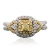 Image 3 : 14KT White Gold 0.82ctw Cushion Cut Diamond Ring