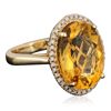 Image 4 : 14KT Yellow Gold 5.81ct Citrine Quartz and Diamond Ring
