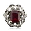 Image 3 : 14KT White Gold 7.83ct Ruby and Diamond Ring