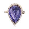 Image 1 : 14KT Yellow Gold 17.90ct Tanzanite and Diamond Ring