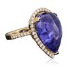 Image 2 : 14KT Yellow Gold 17.90ct Tanzanite and Diamond Ring