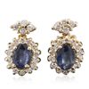 Image 1 : 14KT Yellow Gold 1.91ctw Sapphire and Diamond Earrings