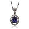 Image 3 : 18KT White Gold 3.22ct Tanzanite and Diamond Pendant With Chain
