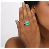 Image 1 : 14KT White Gold 6.66ct Emerald and Diamond Ring