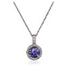 Image 3 : 14KT White Gold 0.84ct Tanzanite and Diamond Pendant With Chain