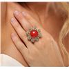 Image 1 : 14KT Yellow Gold 9.36ct Coral and Diamond Ring