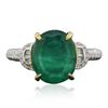 Image 3 : 14KT Two-Tone Gold 2.55ct Emerald and Diamond Ring