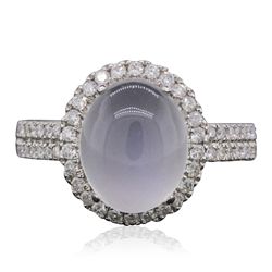 14KT White Gold 4.65ct Moonstone and Diamond Ring