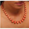 Image 2 : 14KT Rose Gold 77.50ctw Coral and Diamond Necklace