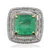 Image 3 : 14KT Two-Tone Gold 9.56ct Emerald and Diamond Ring