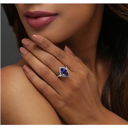 14KT White Gold 3.82ct Tanzanite and Diamond Ring