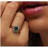 Image 1 : 14KT Rose Gold 0.94ct Emerald and Diamond Ring