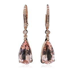 14KT Rose Gold 9.65ctw Morganite and Diamond Earrings