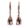 Image 1 : 14KT Rose Gold 9.65ctw Morganite and Diamond Earrings