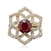 Image 3 : 14KT Yellow Gold 3.11ct Ruby and Diamond Ring
