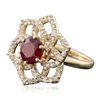 Image 4 : 14KT Yellow Gold 3.11ct Ruby and Diamond Ring
