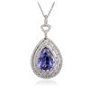 Image 3 : 14KT White Gold 5.00ct Tanzanite and Diamond Pendant With Chain