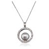 Image 4 : 14KT White Gold Pearl and Diamond Pendant