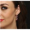 Image 2 : 14KT Yellow Gold 8.70ctw Ruby and Diamond Earrings