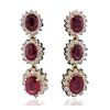 Image 3 : 14KT Yellow Gold 8.70ctw Ruby and Diamond Earrings