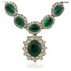 Image 4 : 14KT Yellow Gold 27.47ctw Emerald and Diamond Necklace