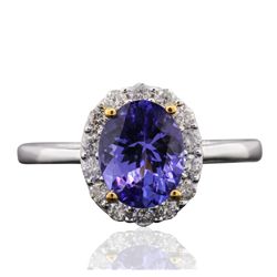 14KT Two-Tone Gold 1.83ct Tanzanite and Diamond Ring