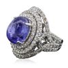 Image 4 : 14KT White Gold 12.41ct Tanzanite and Diamond Ring