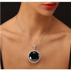 14KT White Gold 101.06ct Black and White Diamond Pendant With Chain