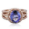 Image 3 : 14KT Rose Gold 3.47ct Tanzanite and Diamond Ring