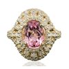 Image 1 : 14KT Yellow Gold 2.81ct Kunzite and Diamond Ring