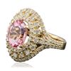 Image 2 : 14KT Yellow Gold 2.81ct Kunzite and Diamond Ring