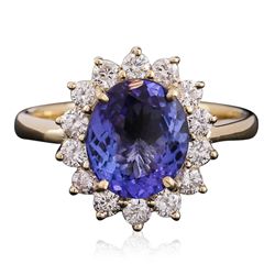 14KT Yellow Gold 2.24ct Tanzanite and Diamond Ring