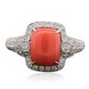 Image 3 : 14KT White Gold 6.78ct Coral and Diamond Ring