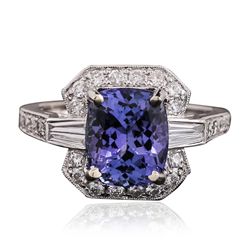 14KT White Gold 3.17ct Tanzanite and Diamond Ring