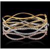 Image 3 : 18KT Three-Tone Gold 12.14ctw Diamond Bangle Bracelet