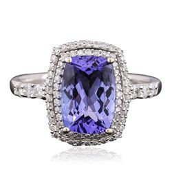 14KT White Gold 2.51ct Tanzanite and Diamond Ring