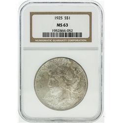 1925 NGC MS63 Peace Silver Dollar Coin