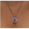 Image 6 : 14KT White Gold 5.59ct Tanzanite and Diamond Pendant With Chain