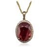 Image 4 : 14KT Yellow Gold 14.42ct Ruby and Diamond Pendant With Chain