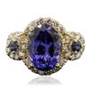 Image 3 : 14KT Yellow Gold 4.01ct Tanzanite, Sapphire and Diamond Ring
